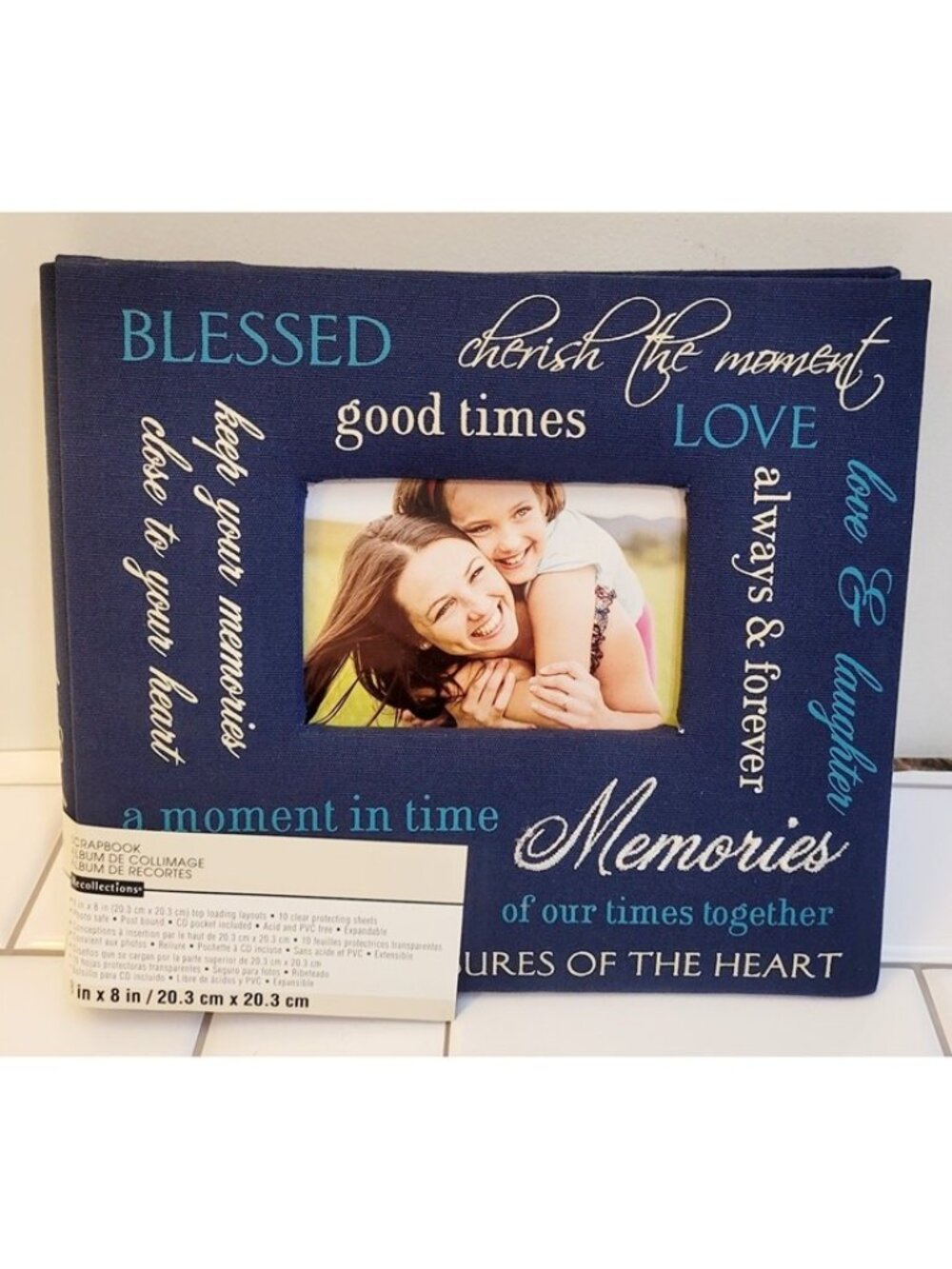 Memories Photo Album 9x10" inch Blue Navy Pockets Blessed Good Times Family